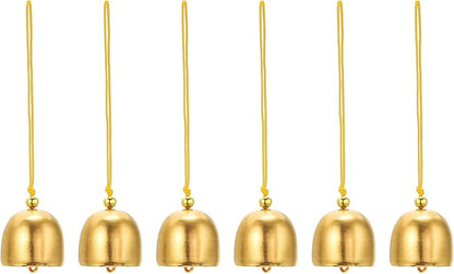 PATIKIL 6 Pcs Wind Chime, Hanging Bells Temple Bells Retro Outdoor Hanging Metal Chinese Wind Chime Round for Outside Garden Camping, Gold Yellow