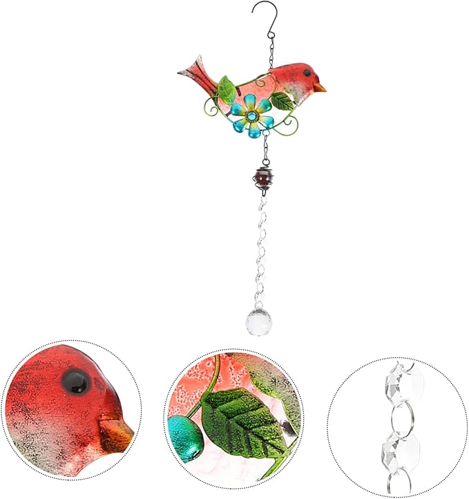 BESPORTBLE Creative Bird Figurine Hanging Decor Stained Glass Garden Statue for Outdoor Home Adornment Lifelike Iron Craftsmanship for Garden Patio Decoration