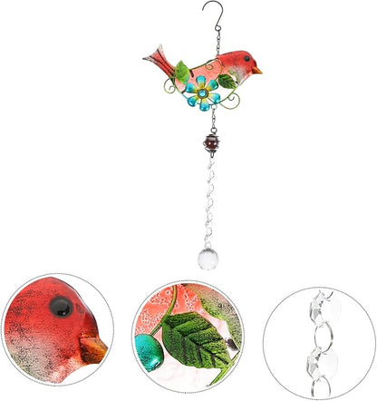 BESPORTBLE Creative Bird Figurine Hanging Decor Stained Glass Garden Statue for Outdoor Home Adornment Lifelike Iron Craftsmanship for Garden Patio Decoration