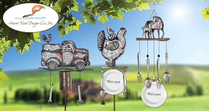 Sunset Vista Designs 92153 Farmhouse Wind Chime, 28-Inch, Rooster