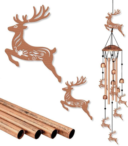 ORIGACH Deer Wind Chimes Metal Wind Chimes for Outside Gifts for Women Mom Grandma Deep Tone Suitable for Outdoor, Indoor, Balcony, Garden, Courtyard, Porch, 33.46-Inch Long