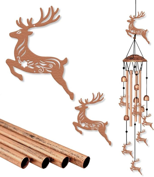 ORIGACH Deer Wind Chimes Metal Wind Chimes for Outside Gifts for Women Mom Grandma Deep Tone Suitable for Outdoor, Indoor, Balcony, Garden, Courtyard, Porch, 33.46-Inch Long