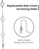 Rain Chain Bird Cage Set 8.5Ft, Not Rust Wrought Iron Rain Chains for Gutters with Adapter Gotta Drain and Sturdy Anchoring Stake,13 Birdcage, 1 Hook, Adjustable Length for Garden (Cyan)