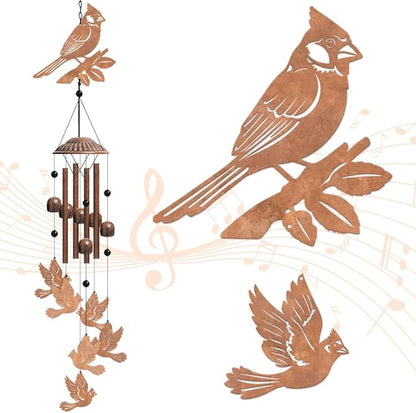 OLYCRAFT Cardinal Metal Wind Chimes Outdoors Wind Chime Sympathy Memorial Windchime Outdoors Sympathy Windbell Memorial Presents Hanging Windbell for Patio Backyard Home Garden Yard Decor - 30 Inch