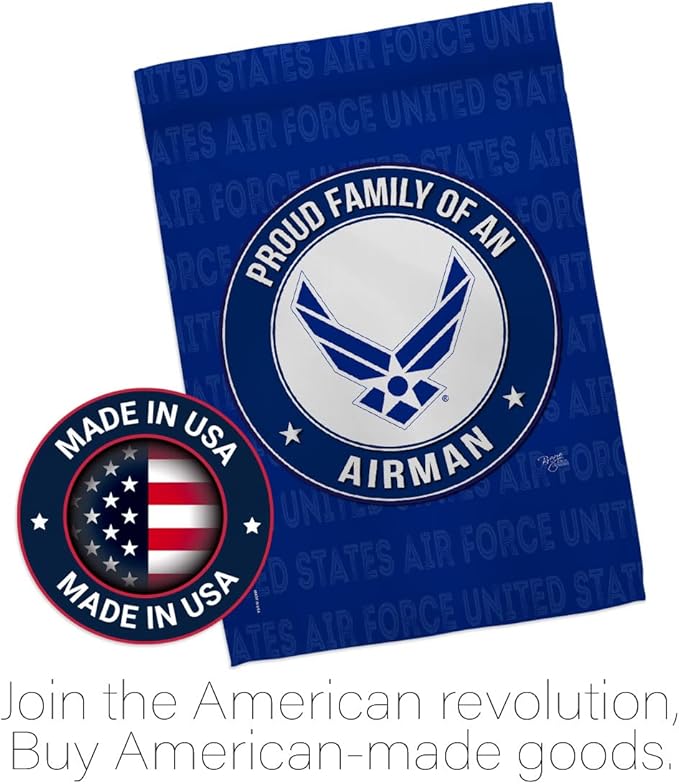 Proud Family Airman Garden Flag - Armed Forces Air Force USAF United State American Military Veteran Retire Official - House Decoration Banner Small Yard Gift Double-Sided Made in USA 13 X 18.5