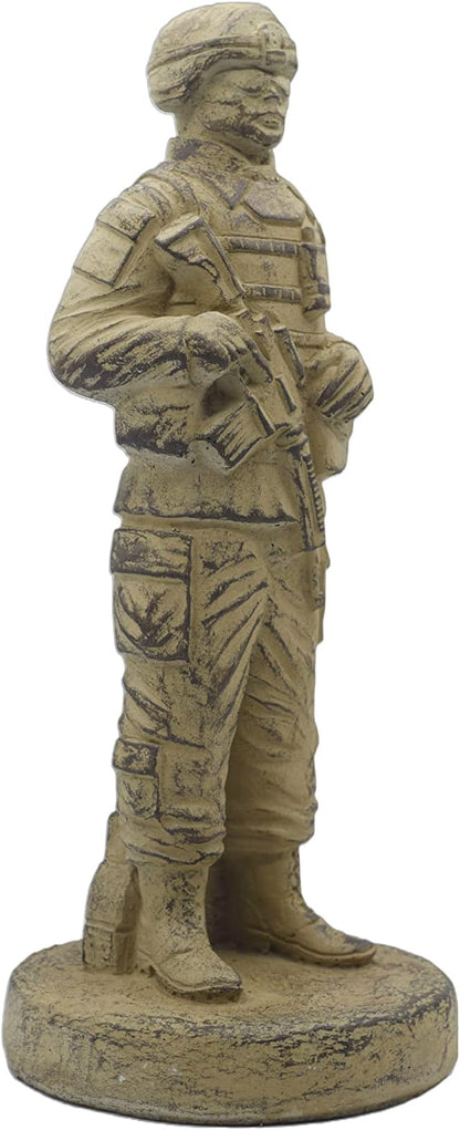 Solid Rock Stoneworks Small Standing Soldier 13in Tall Desert Sand Brown Color