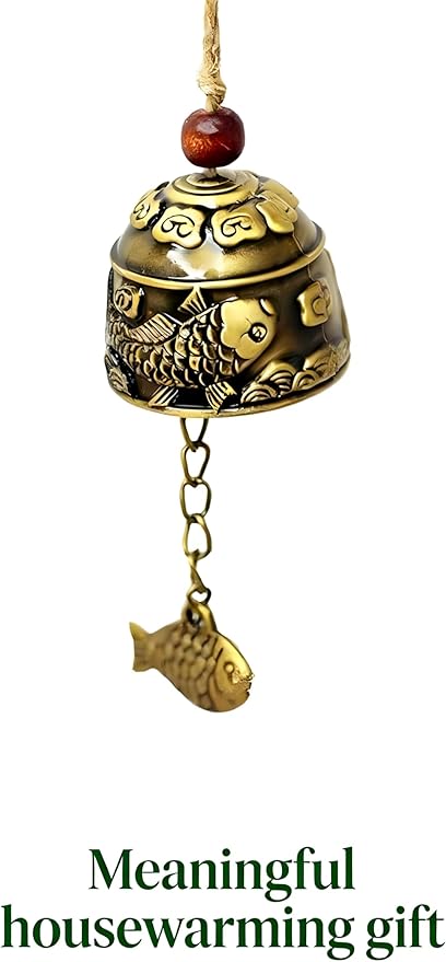 2pcs Vintage Style Feng Shui Wind Chimes - Handcrafted Metal Dragon Fish Decor for Patio & Home