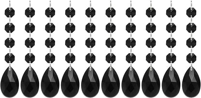 PATIKIL Teardrop Crystal Chandelier Pendants Beads, 10 Pack 125mm Length 38mm Chandelier Prisms Parts Ornaments Hanging Beads for DIY Arts Crafts Decoration, Black