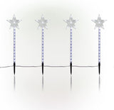 Alpine Corporation Holiday Décor Shooting Star Garden Stake with LED Lights, 4-Pack, Christmas Decoration