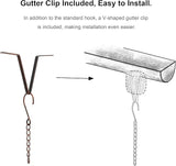 Glitzhome 8.5 FT Watering Pot Rain Chains, Faux Copper Rain Chains for Gutters with 11 Pots, Adjustable Rain Catcher Chain with V-Shaped Gutter