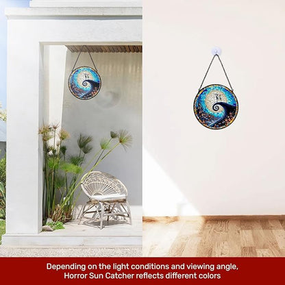 GENANY Spooky Stained Glass Window Hanging, Spring Sun Catcher with Metal Chain and Hook, Romantic Gifts for Women Friends Family, Garden Decor, Housewarming Gifts, Outdoor Decor