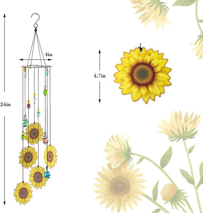 Sunflower Gifts for Women Wind Chime, Sunflower Gifts, Sunflower Wind Chimes for Outside, Patio Decor Garden