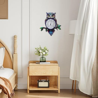 22" Outdoor Thermometer, Large Metal Indoor Wall Thermometer, Printed Owl Outside Thermometer with Large Number for Patio Home Room Decor