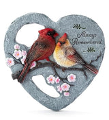 Napco Imports Decorative Home or Garden Cardinal Bird 10 x 10 Inch Memorial Tribute Stepping Stone Grey and Red Always Remembered