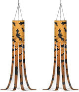 Halloween Bats Jack-o'-Lantern Windsocks Outdoor Hanging Durable Wind Sock with Tails Front Yard Patio Lawn Garden Party Halloween Spooky Ghost Decoration