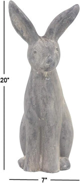 Deco 79 Polystone Rabbit Decorative Garden Sculpture Indoor Outdoor Garden Statue, Outdoor Sculpture 7" x 8" x 20", Gray