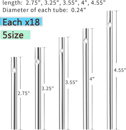 90pcs Wind Chime Tubes for Home Garden Outdoor Hanging Decorations, Tone Empty Tubes with Wind Chime line 150 Yards(5 Different Length)