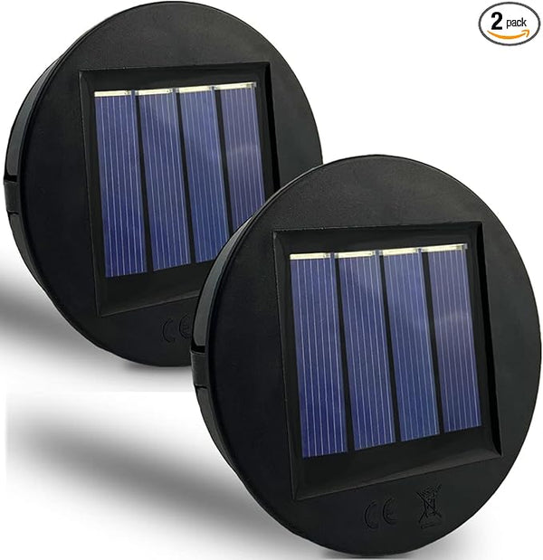 Replacement Solar Light Parts, 2 Pack Solar Lights Replacement Top, 8 lumens Solar Light Inserts for Lanterns, Waterproof Battery Box Top DIY Outdoor Garden Patio Decor, Warm Yellow, 3.15inches