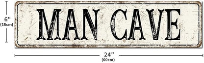 Madcolitote Personalized Man Cave Street Sign Vintage Man Cave Wood Signs Wall Art Rustic Wall Decorations for Living Room Home Decor for Home Man Cave Door Porch Garden Party 6x24in