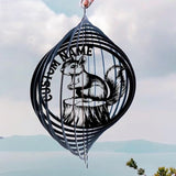 Personalized Squirrel Metal Wind Spinner, Custom Hanging Decoration for Outdoor Spaces, Kinetic Wildlife Ornament, Woodland Gift (Squirrel Garden Wind Spinner)