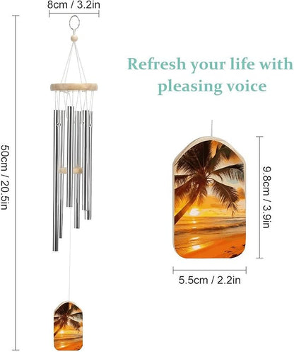 Wind Chimes for OutdoorsSmallAluminumWindChimewithGentleMelodicSounds6TubesTunedandWoodenPendantNaturalandRustic Patio Garden Decor