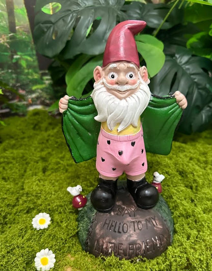 Teaeeno Funny Garden Gnome Statue - Say Hello to My Little Friends Sign, Weather Resistant Outdoor Decor, Patio & Yard Art, Unique Gift for Gardeners & Gnome Enthusiasts
