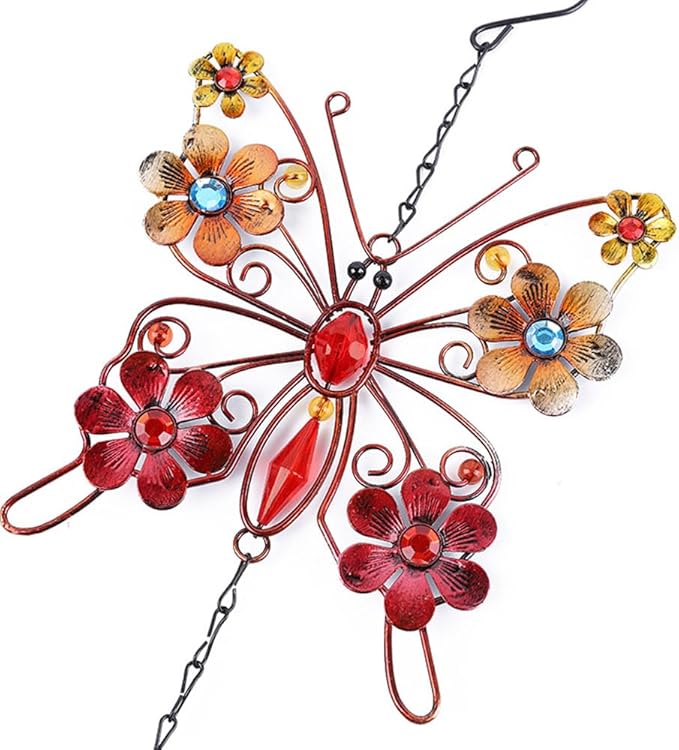 Butterfly Flower Wind Chimes Outdoors Decoration Wind Chimes with Metal Frame Crystal for Garden Yard Hanging Decor Birthday Mothers Day Housewarming for Women-Tube