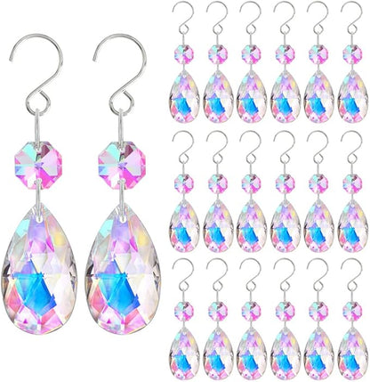 20Pcs Chandelier Crystals Suncatcher,38mm Colorful Teardrop Crystal Chandelier Pendants Parts Beads,Hanging Crystals for Chandeliers