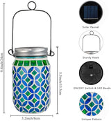 Stargarden 2 Pack Mosaic Solar Lantern , Outdoor Hanging Lantern Waterproof Table Lamp Mosaic Night Light for Tree, Garden, Patio, Yard, Outdoor(Blue Green)
