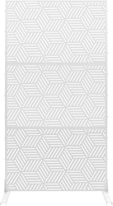 Metal Privacy Screen, 72" H x 36" W Freestanding Privacy Screens, Patio Decorative Metal Fence Panels with Stand, Portable Divider Screens, for Backyard/Patio/Deck (White-Rhombic, 72''H×36''W)