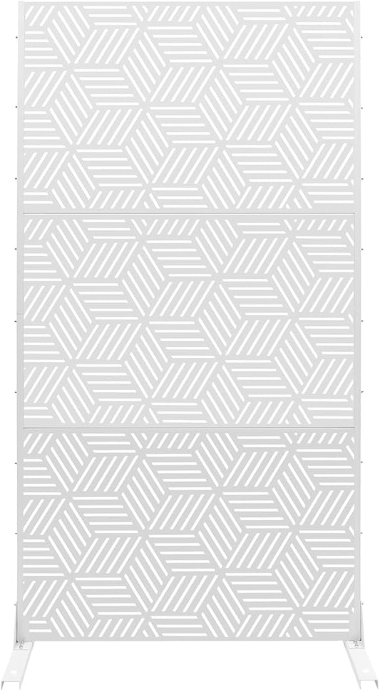 Metal Privacy Screen, 72" H x 36" W Freestanding Privacy Screens, Patio Decorative Metal Fence Panels with Stand, Portable Divider Screens, for Backyard/Patio/Deck (White-Rhombic, 72''H×36''W)