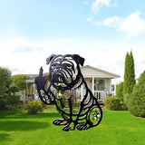 Funny Bulldog Metal Garden Decor Middle Finger Bulldog Dog, Large Garden Stakes Decorative Dogs Silhouette Statues for Yard Lawn Pathway Patio Ornaments (M 15"×20")
