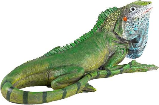 Outdoor Resin Iguana Statue, 13.39 x 7.09 x 5.91 inches, Green Decorative Garden Sculpture Outdoor Lizard Sculpture Tropical Lizard Yard Art