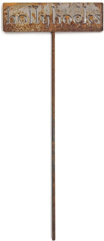 Classic Metal Garden Markers 19 Inches Tall (hollyhocks, Naturally Rusted)