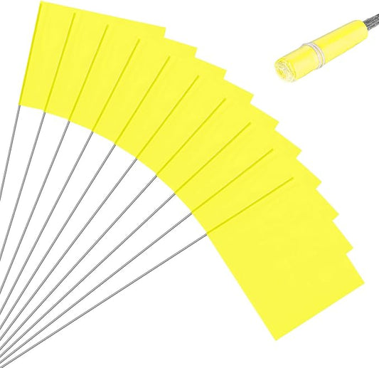 M METERXITY 10-Pack Blank Marking Flags, 15x5.1x4 Inch Waterproof Yard Flags Marking for Lawn/Garden/Irrigation/Landscape/Sprinkler/Survey/Dog Training/DIY [Yellow]