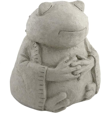 Modern Artisans Meditating Frog - Cast Stone Garden Sculpture : Large Size, Grey Stone Finish