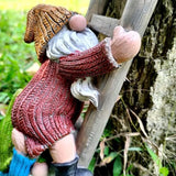 Climbing Ladder Gnomes Tree Faces Decor for Yard Cute Gnome Garden Statue Art Resin Dwarf Sculpture Outdoor Decoration Ornaments
