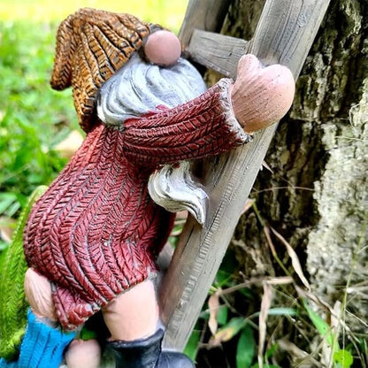 Climbing Ladder Gnomes Tree Faces Decor for Yard Cute Gnome Garden Statue Art Resin Dwarf Sculpture Outdoor Decoration Ornaments
