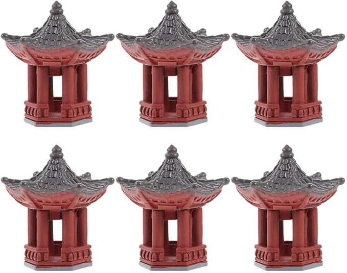 FOMIYES Mini Pagoda Statues 6pcs Japanese Temple Style Resin Desk & Garden Decor