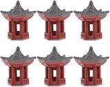 FOMIYES Mini Pagoda Statues 6pcs Japanese Temple Style Resin Desk & Garden Decor