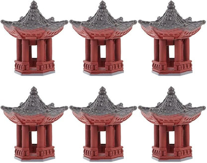 FOMIYES Mini Pagoda Statues 6pcs Japanese Temple Style Resin Desk & Garden Decor