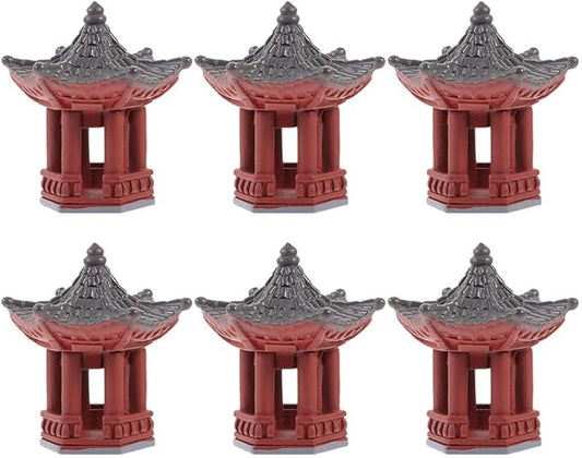FOMIYES Mini Pagoda Statues 6pcs Japanese Temple Style Resin Desk & Garden Decor