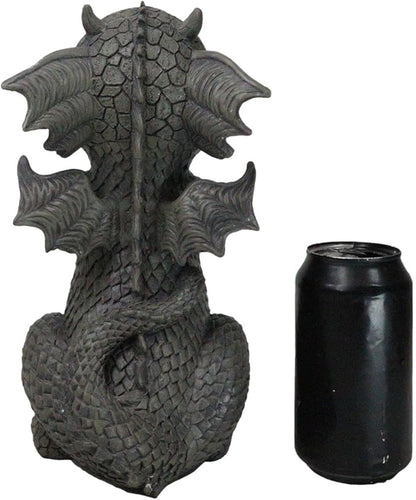 Ebros Whimsical Garden Dragon Begging for Attention Statue 10.25" H Cute Baby Dragon Panting Faux Stone Resin Finish Figurine Dungeons and Dragons Mythical Fantasy Sculpture Guest Greeter Home Decor