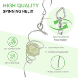 Glow in The Dark Gazing Ball Spiral Tail,Wind Spinner Tail Yard Art Decor,Hanging Rotating Sun Catcher Wind Spinners Stabilizer,Indoor Outdoor Garden Decoration Christmas Ornament-13in