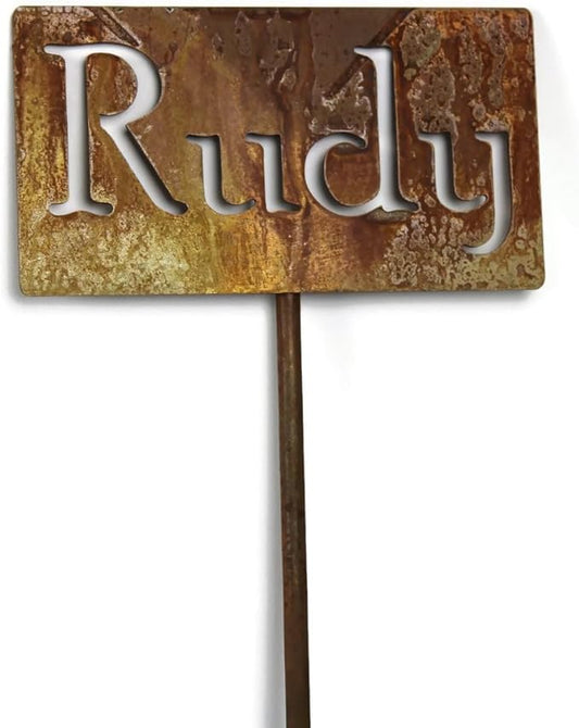 Classic Metal Garden Markers Clearance Items 20 to 33 Inches Tall (Rudy, Naturally Rusted)
