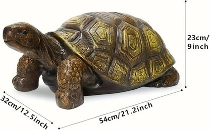Large Turtle Statues for Garden, 21.2" x 12.5" x 9" Realistic Tortoise Outdoor Sculpture, Weather-Resistant Resin Figurine for Patio, Lawn, and Backyard Decor, Housewarming Gift