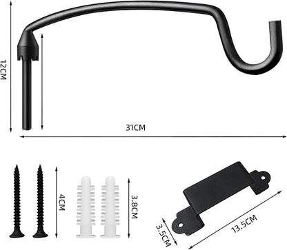 Plant Hooks for Wall,Outdoor Plant Hanging Bracket, Wall Mount Plant Hooks Decorative Wall Hanging Hooks with Ajustable Angles for Bird Feeder, Wind Chimes Metal Black 12.2 Inches