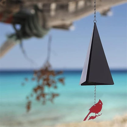 North Country Wind Bells，Cardinal Bird Wind Chime ，Geometric Bird Bell Metal Wind Chimes with Buoy , Wind Chime Catcher for Outdoor Yard Home Decor (red Bird), Black