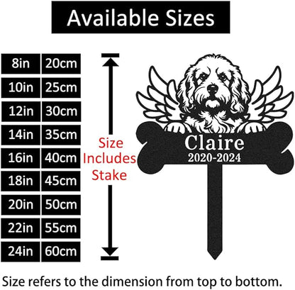 Custom Pet Grave Marker Cocker Spaniel Memorial Plaque for Loss Dogs, Personalized Wings Dog Memorial Stake Yard Garden Outdoor Decor Sign, Metal Dog Burial Marker Sympathy Remembrance Gift