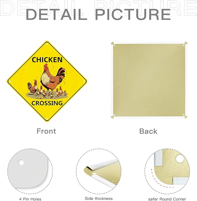 Chicken Crossing Sign, Chicken Crossing for Chicken Coop Bundle 2 Pieces Nene Crossing Farmhouse Wall Decor Garage Retro 12X12 Inch